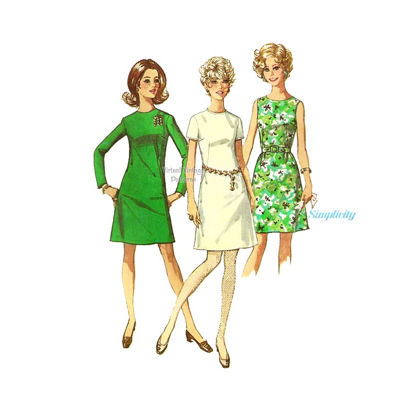 Petite A Line Dress Pattern, Simplicity 8049, Bust 38, Uncut