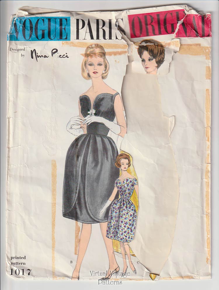 Nina Ricci Vogue 1017, Bell Skirt Dress or Evening Gown Sewing Pattern