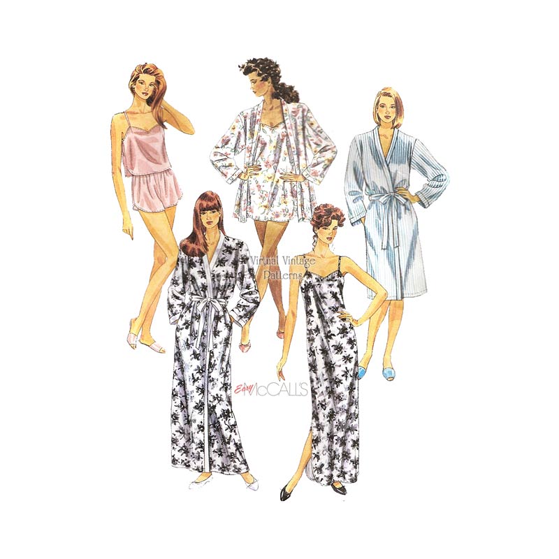 Womens Sleepwear Pattern, McCalls 5112, Robe, Nightgown, Camisole, Bust 40-42, UC