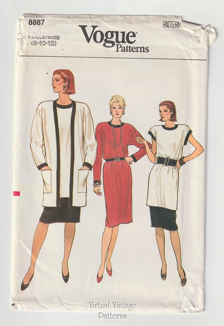 Womens Jacket, Dress, Tunic & Skirt Patterns, Vogue 8887, Uncut