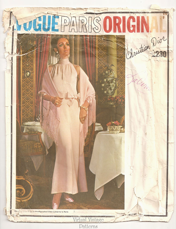 60s Grecian Evening Gown Sewing Pattern, Dior Vogue Paris Original 2230, Bust 34