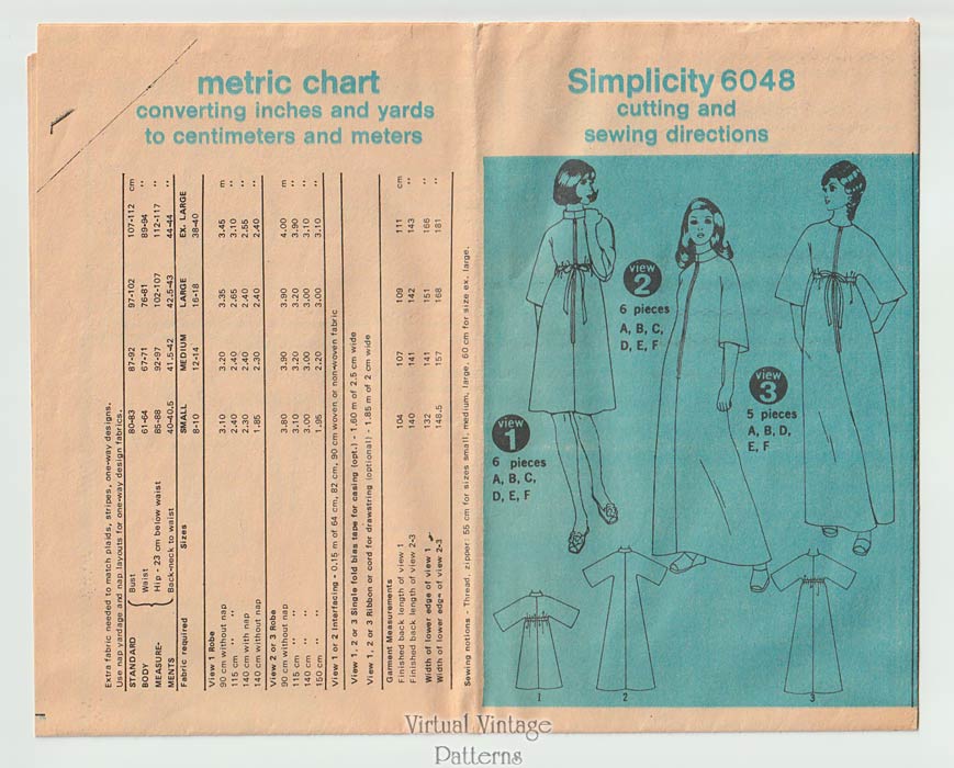 Womens Robe Sewing Pattern, Simplicity 6048, Bust 34 to 36