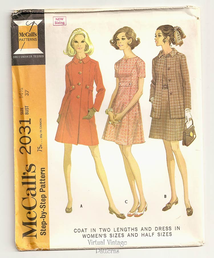 Womens Dress & Coat Pattern, McCalls 2031 Virtual Vintage