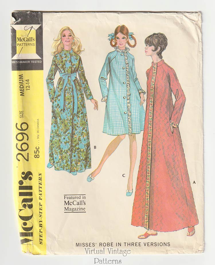 Womens Robe Sewing Pattern, McCalls 2696, Bust 34 36, Uncut