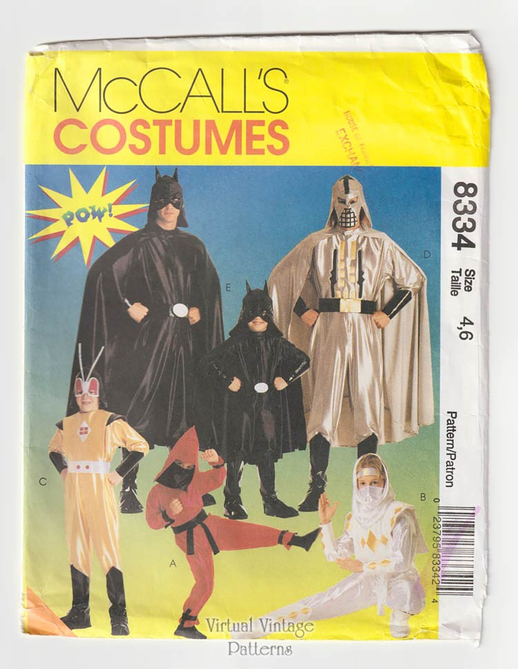 Children's Superhero Costumes' Pattern, McCalls 8334, 4 to 6