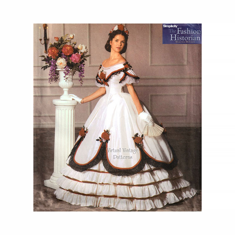 1860s Ball Gown Sewing Pattern, Simplicity 5724, 6-12, Uncut