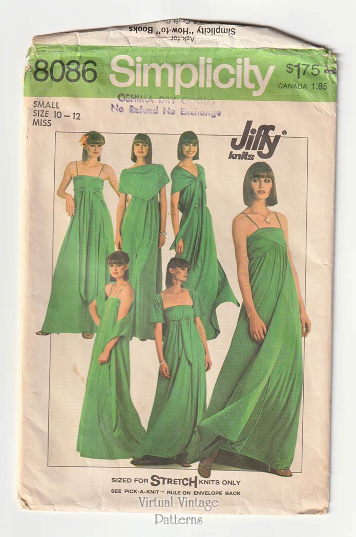 Jersey Knit Wrap Dress Pattern, Simplicity 8086, bust 32 34