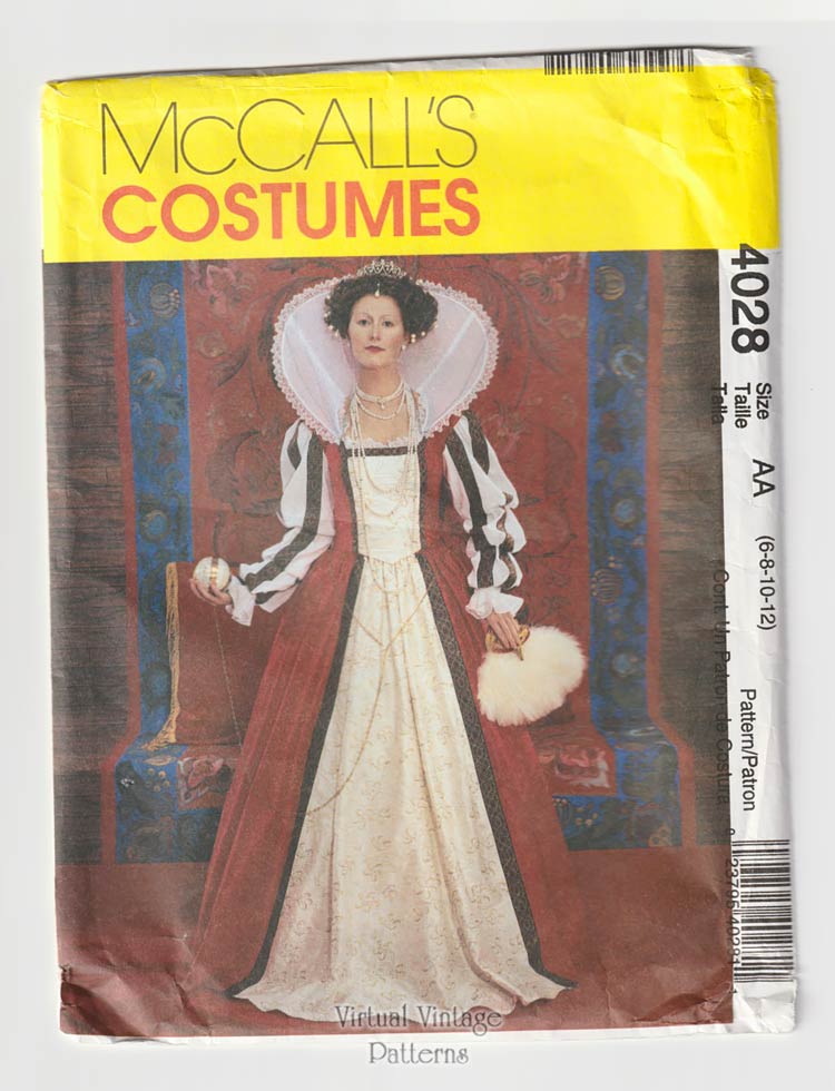 Elizabethan Gown Pattern, McCalls 4028, 6 to 12