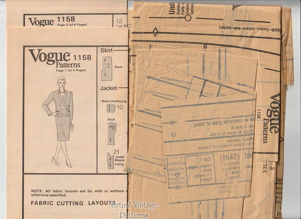 Bill Blass Womens Suit Pattern, Vogue 1158