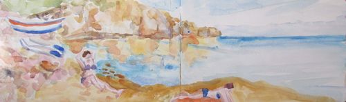 Zimmari beach, Panarea, watercolour, 2016